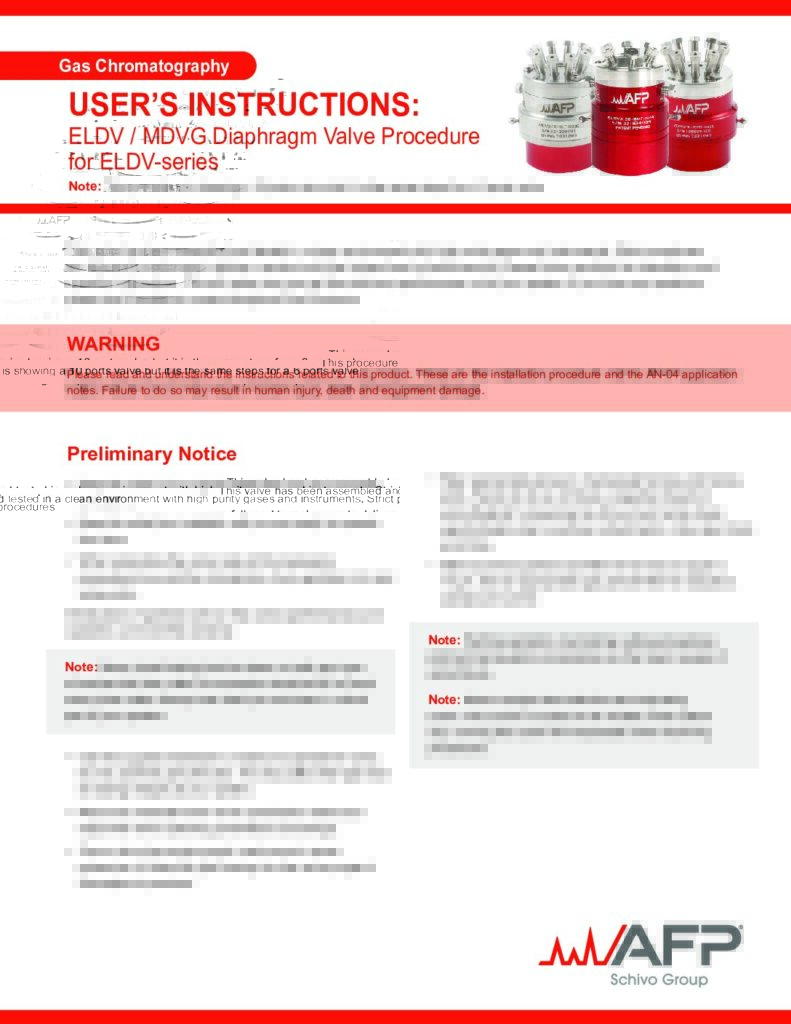 User’s Instructions: ELDV / MDVG Diaphragm Valve Procedure for ELDV-series